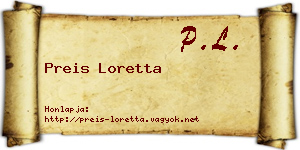 Preis Loretta névjegykártya